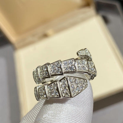 [Mystic]SERPENTI DOUBLE RING SILVER DIAMOND PAVED