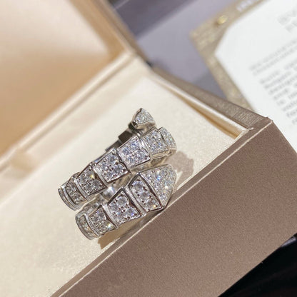[Mystic]SERPENTI DOUBLE RING SILVER DIAMOND PAVED