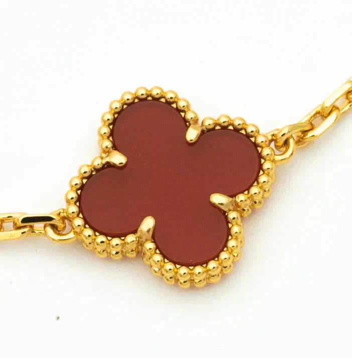 [Mystic-new] CLOVER 5 MOTIF RED CORNELIAN BRACELET COLLECTION