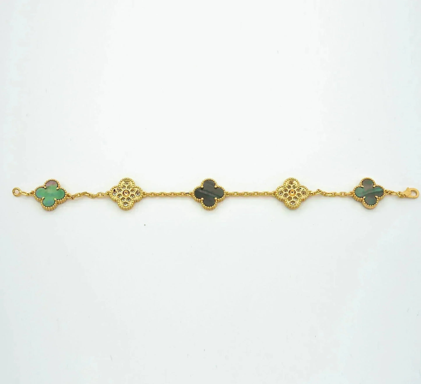 [Mystic]CLOVER 5 MOTIF GRAY MOP DIAMOND BRACELET