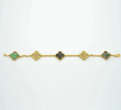[Mystic]CLOVER 5 MOTIF GRAY MOP DIAMOND BRACELET