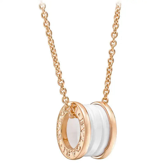 [Mystic]ZERO 1 WHITE CERAMIC PINK GOLD DIAMOND NECKLACE