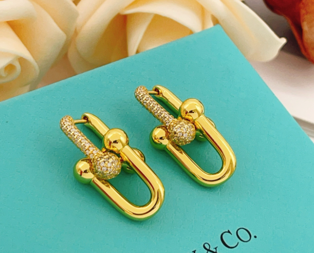 [Mystic]TF HORSESHOE BUCKLE DIAMOND EARRINGS