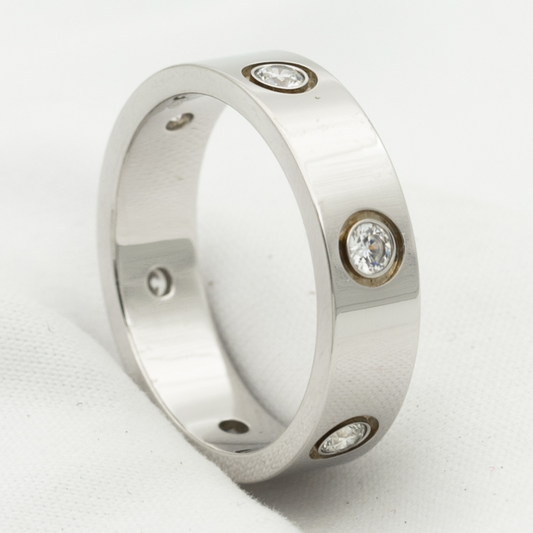 [Mystic]LOVE RING 5.5MM 6 DIAMONDS SILVER
