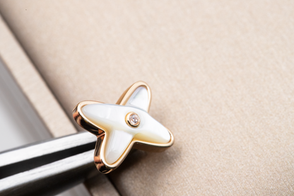 [Mystic]JEUX DE WHITE MOP PINK GOLD DIAMOND EARRINGS