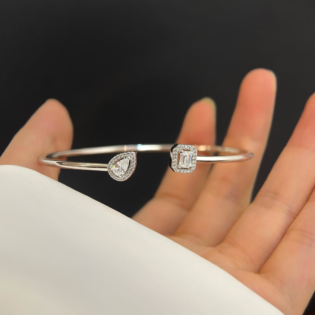 [Mystic JURI]JONC FLEX MY TWIN TOI & MOI SILVER DIAMOND BRACELET
