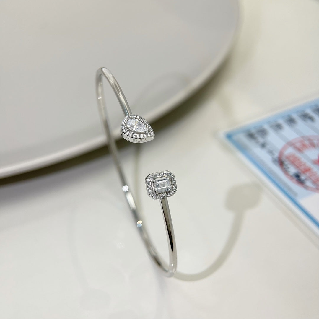 [Mystic JURI]JONC FLEX MY TWIN TOI & MOI SILVER DIAMOND BRACELET
