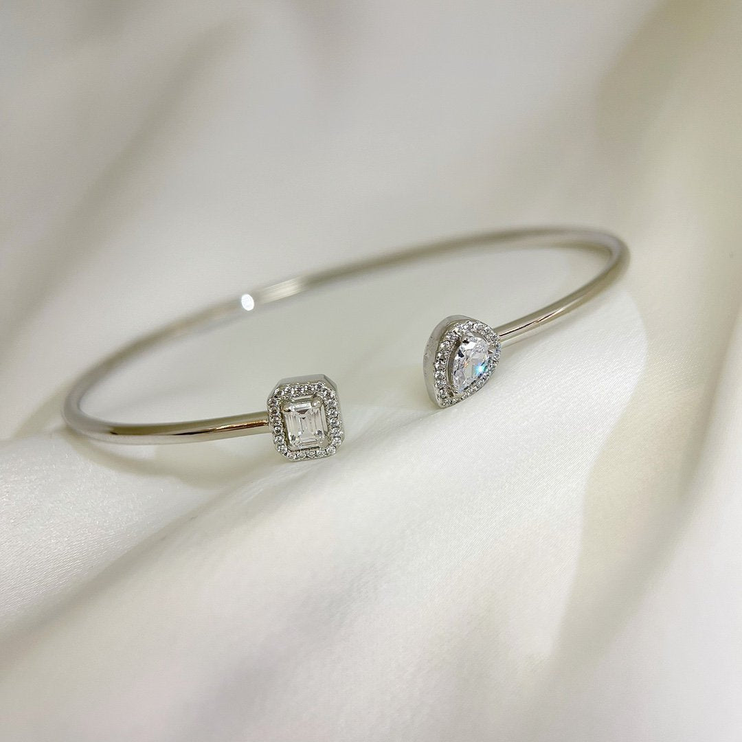 [Mystic JURI]JONC FLEX MY TWIN TOI & MOI SILVER DIAMOND BRACELET
