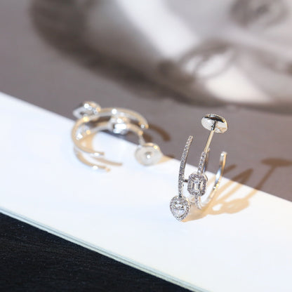 [Mystic JURI]CREOLES MY TWIN 2 RANGS SILVER DIAMOND EARRINGS