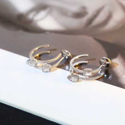 [Mystic JURI]CREOLES MY TWIN 2 RANGS SILVER DIAMOND EARRINGS