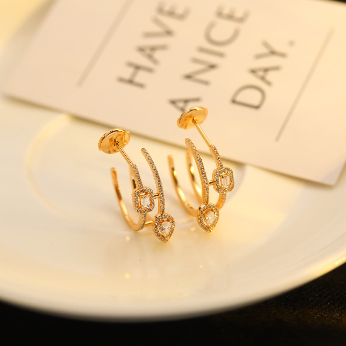 [Mystic JURI]CREOLES MY TWIN 2 RANGS SILVER DIAMOND EARRINGS