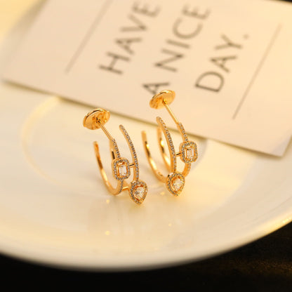[Mystic JURI]CREOLES MY TWIN 2 RANGS SILVER DIAMOND EARRINGS