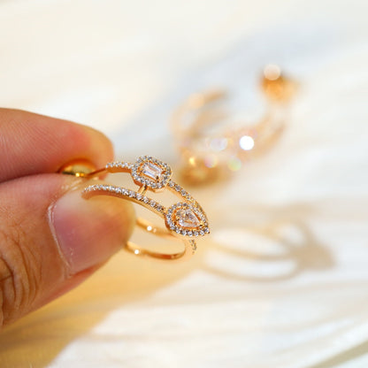 [Mystic JURI]CREOLES MY TWIN 2 RANGS SILVER DIAMOND EARRINGS