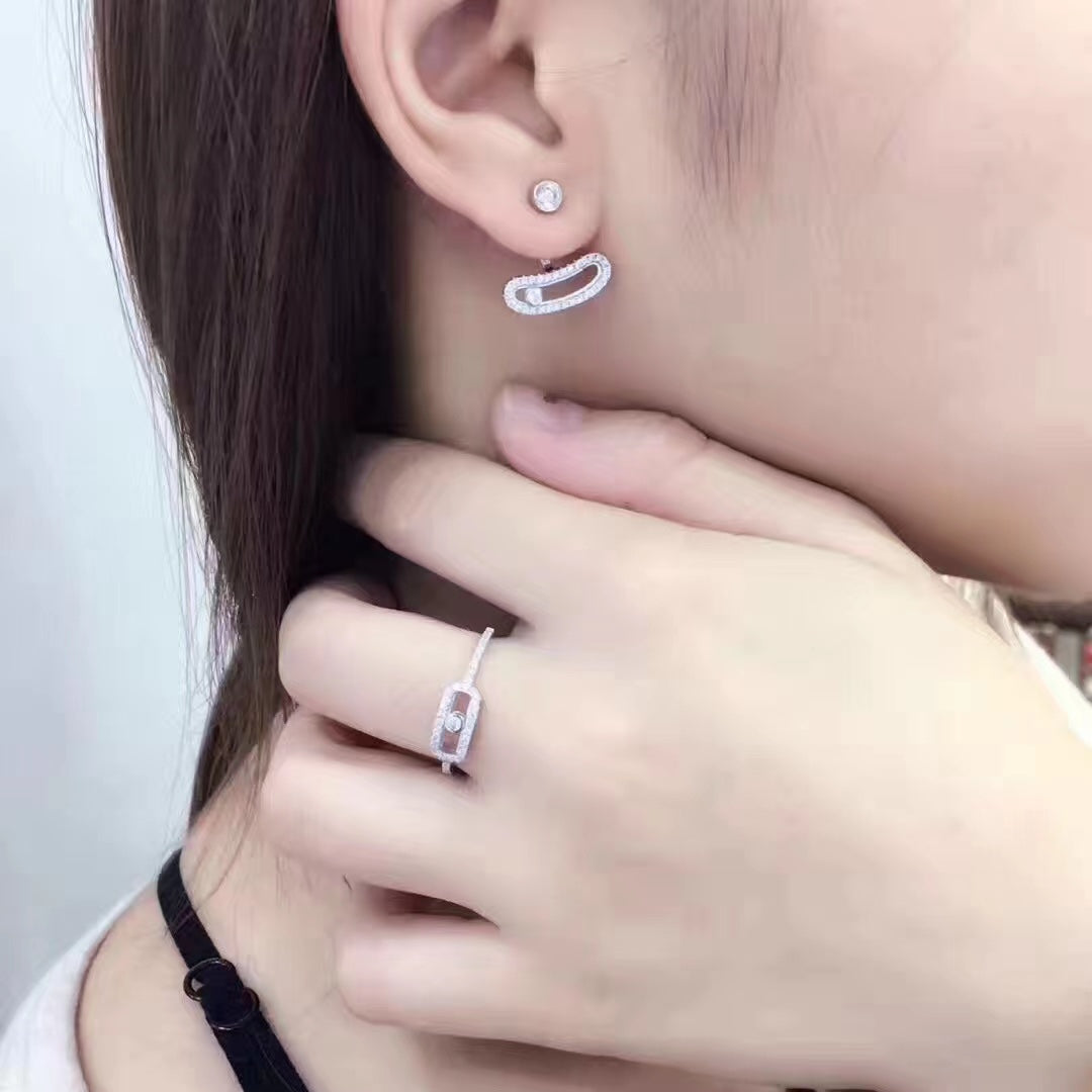 [Mystic JURI]MOVE UNO SILVER DIAMOND EARRINGS