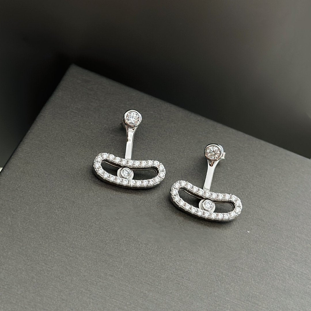 [Mystic JURI]MOVE UNO SILVER DIAMOND EARRINGS