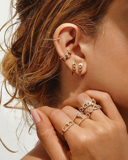 [Mystic JURI]CREOLES MOVE UNO MINI 1 DIAMOND EARRINGS