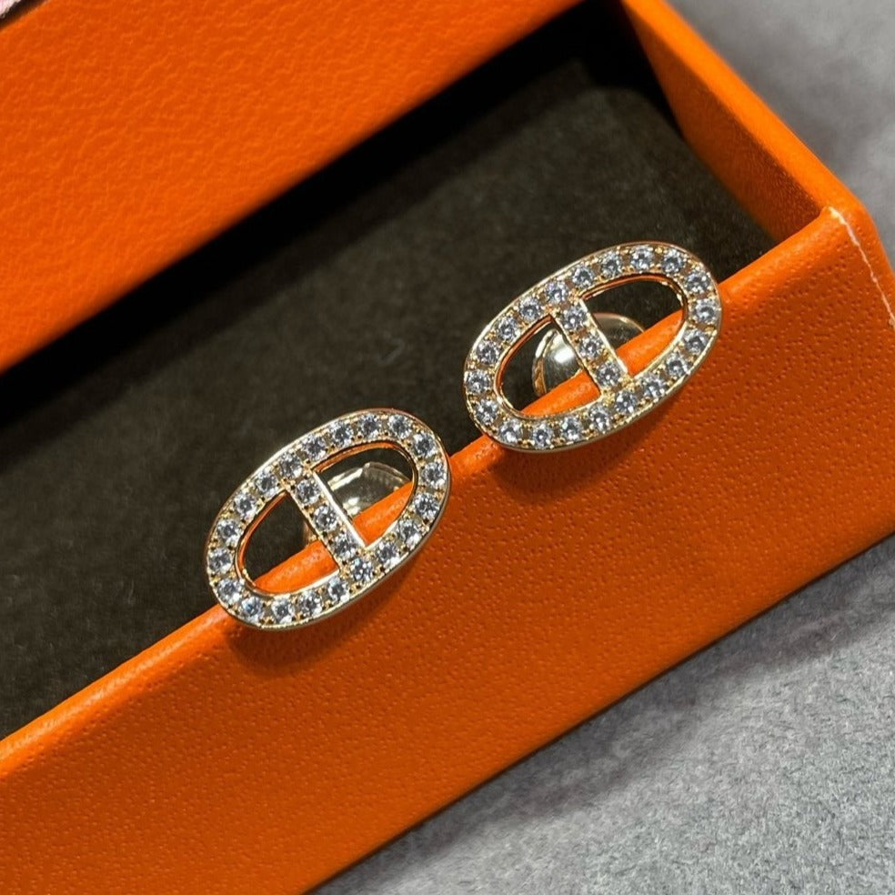 [Mystic]HM FULL DIAMOND PIG NOSE STUD EARRINGS