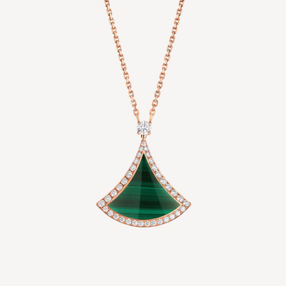 [Mystic]DREAM MALACHITE DIAMOND PAVED PINK GOLD NECKLACE