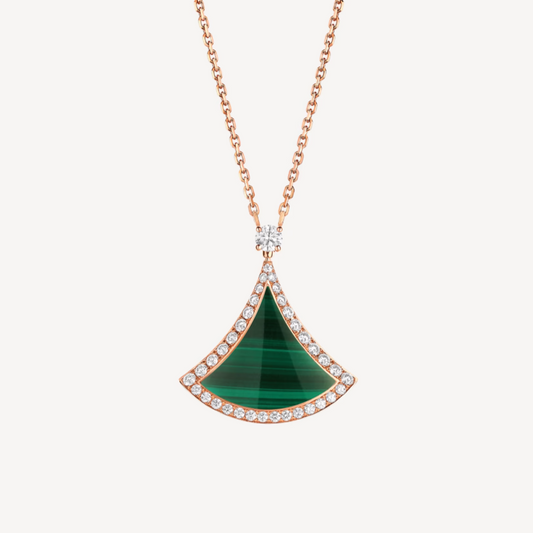 [Mystic]DREAM MALACHITE DIAMOND PAVED PINK GOLD NECKLACE