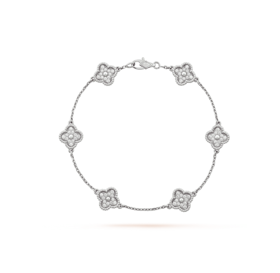 [Mystic]CLOVER 6 MOTIF SILVER DIAMOND BRACELET