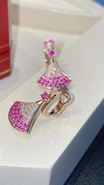 [Mystic]  Pink Diamond Dress Earrings