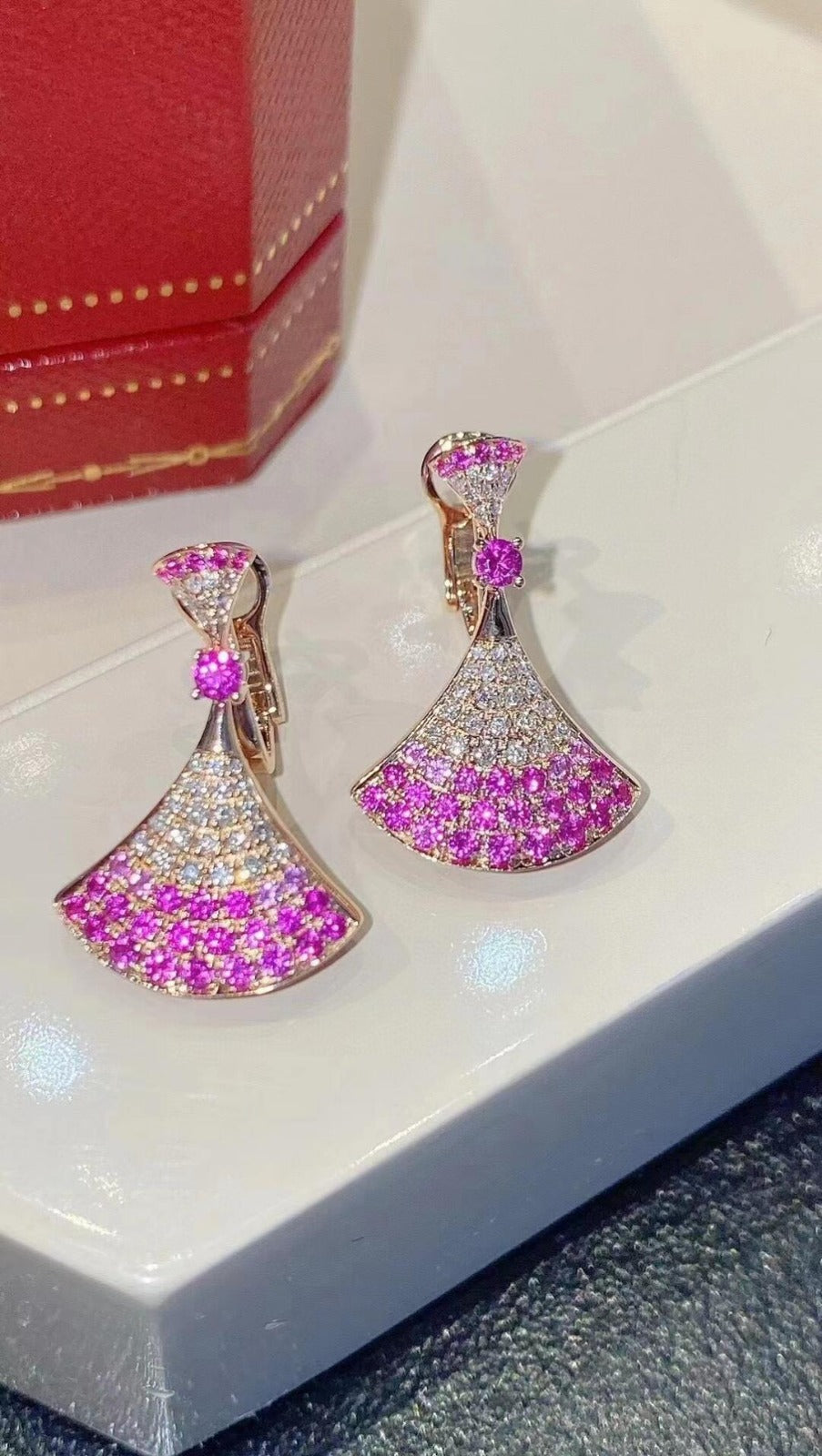 [Mystic]  Pink Diamond Dress Earrings