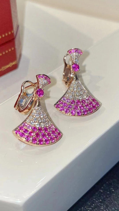 [Mystic]  Pink Diamond Dress Earrings