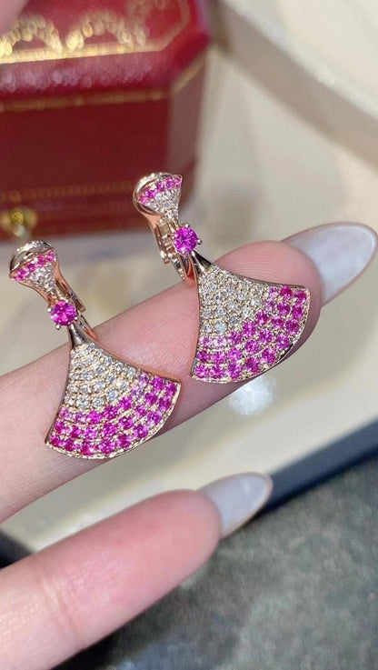 [Mystic]  Pink Diamond Dress Earrings