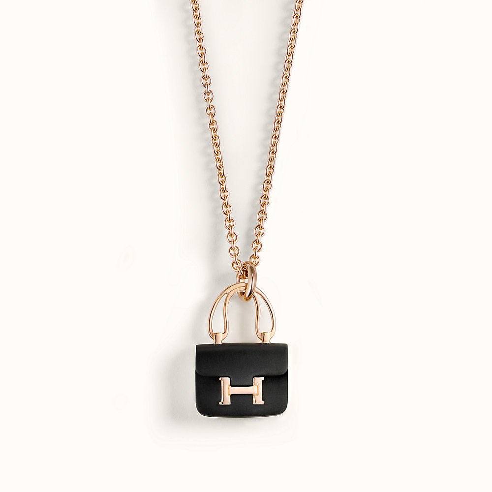[Mystic]CONSTANCE BLACK PEDANT PINK GOLD NECKLACE