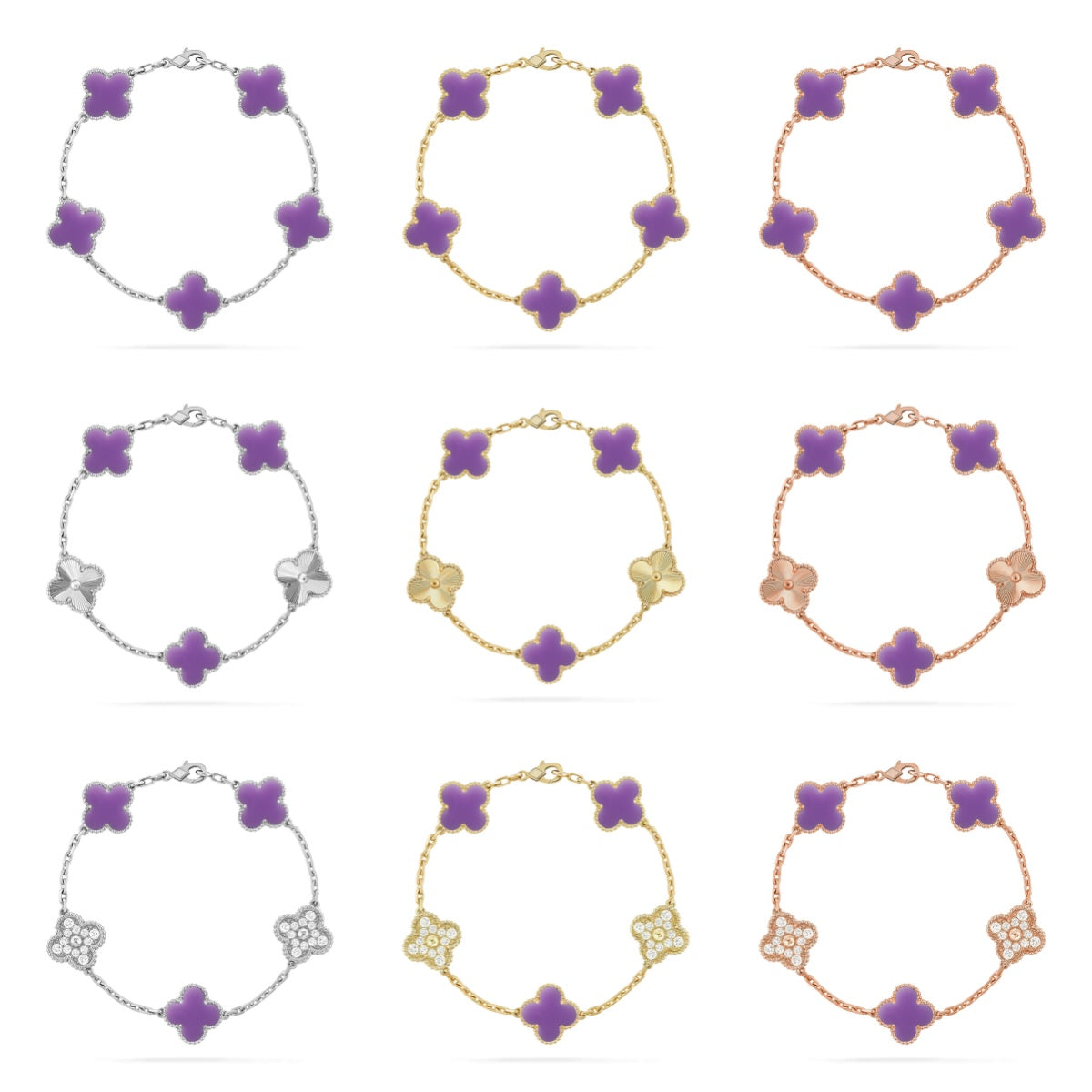 [Mystic]CLOVER 5 MOTIF LIGHT PURPLE BRACELET COLLECTION