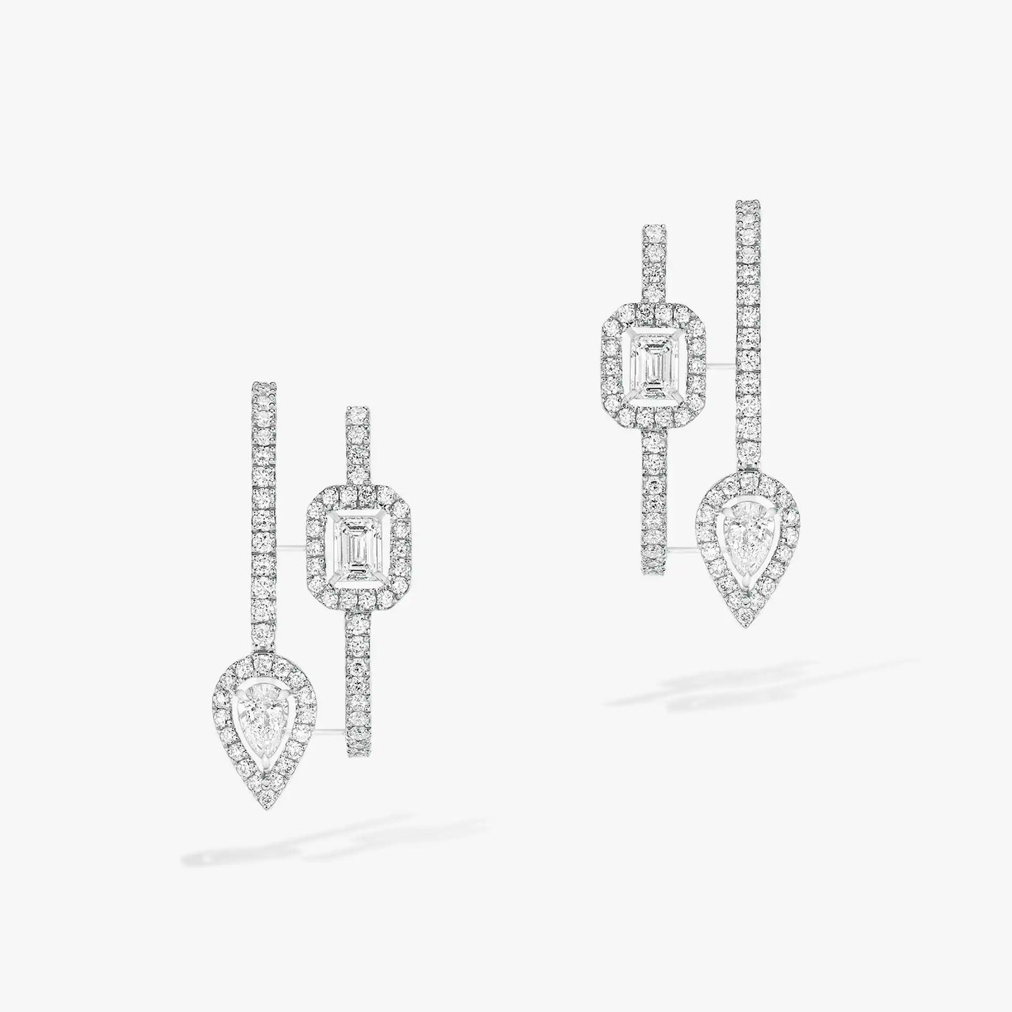 [Mystic JURI]CREOLES MY TWIN 2 RANGS SILVER DIAMOND EARRINGS