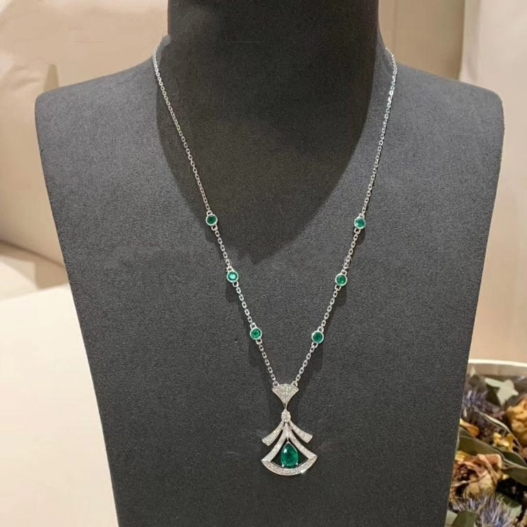 [Mystic]DREAM NECKLACE MALACHITE DIAMOND SILVER