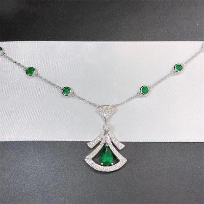 [Mystic]DREAM NECKLACE MALACHITE DIAMOND SILVER