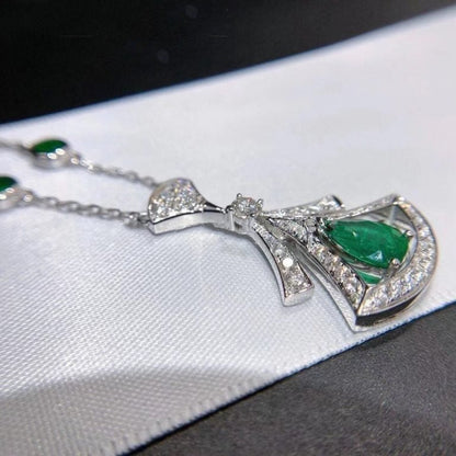 [Mystic]DREAM NECKLACE MALACHITE DIAMOND SILVER
