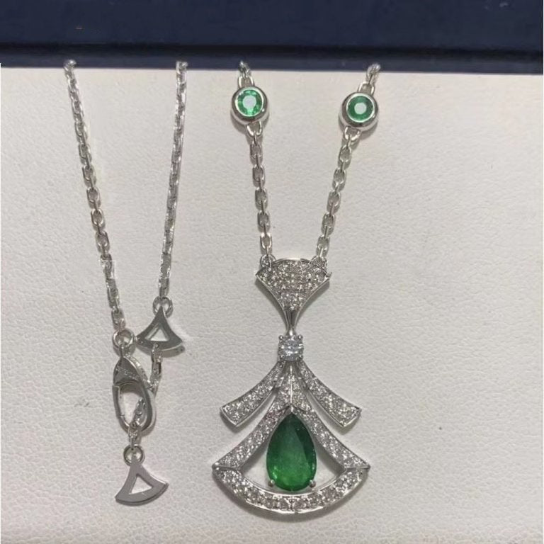 [Mystic]DREAM NECKLACE MALACHITE DIAMOND SILVER