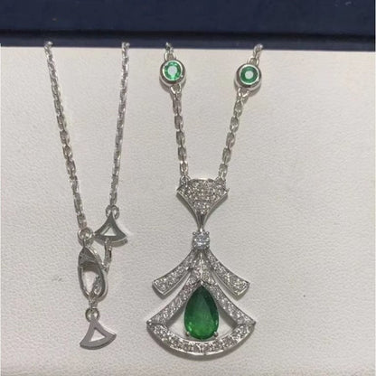 [Mystic]DREAM NECKLACE MALACHITE DIAMOND SILVER