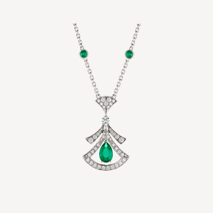 [Mystic]DREAM NECKLACE MALACHITE DIAMOND SILVER