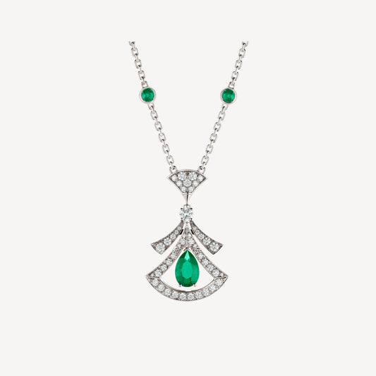 [Mystic]DREAM NECKLACE MALACHITE DIAMOND SILVER
