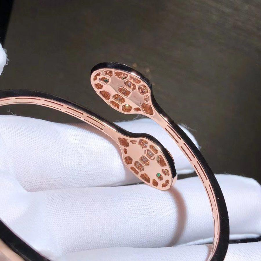 [Mystic]SERPENTI BRACELET PINK GOLD MALACHITE DIAMOND DOUBLE SNAKE