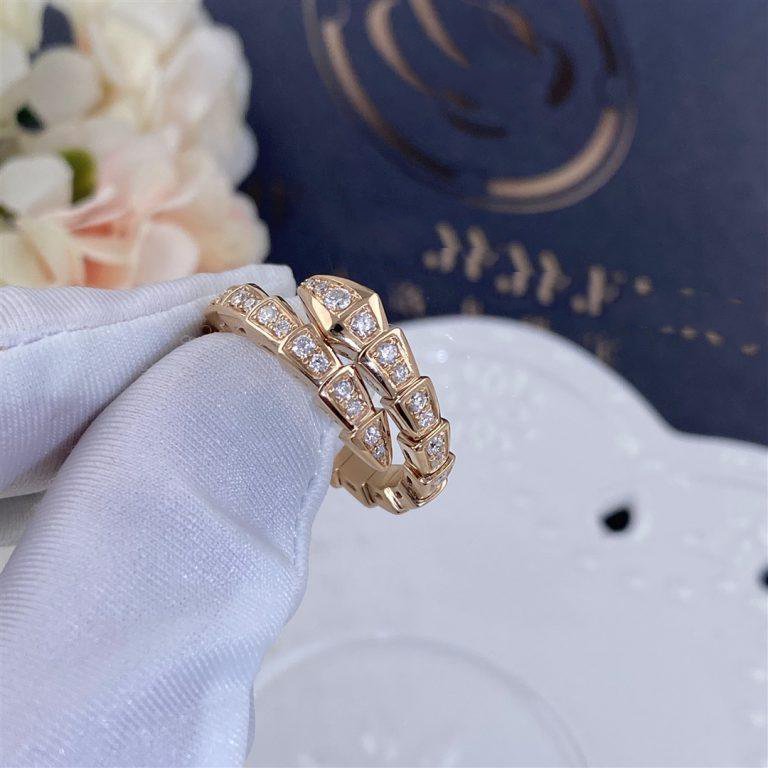 [Mystic]SERPENTI RING PINK GOLD DIAMOND PAVED 4MM
