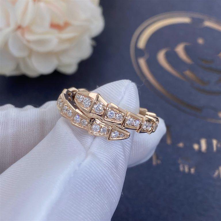 [Mystic]SERPENTI RING PINK GOLD DIAMOND PAVED 4MM