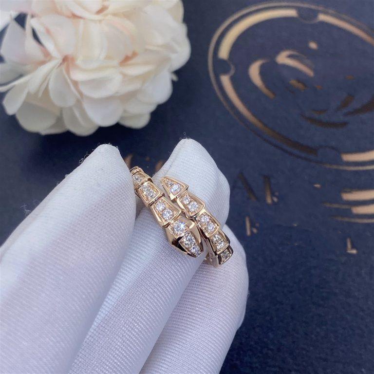 [Mystic]SERPENTI RING PINK GOLD DIAMOND PAVED 4MM