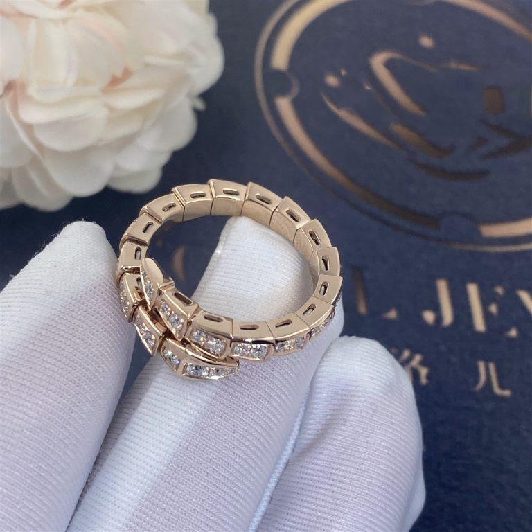 [Mystic]SERPENTI RING PINK GOLD DIAMOND PAVED 4MM