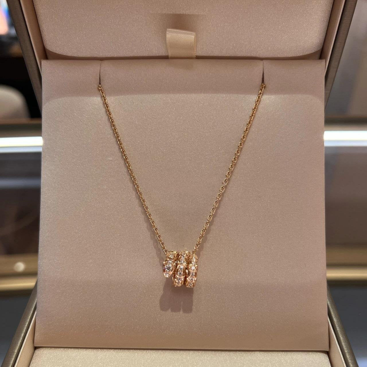 [Mystic]SERPENTI PINK GOLD NECKLACE DOUBLE RING DIAMOND