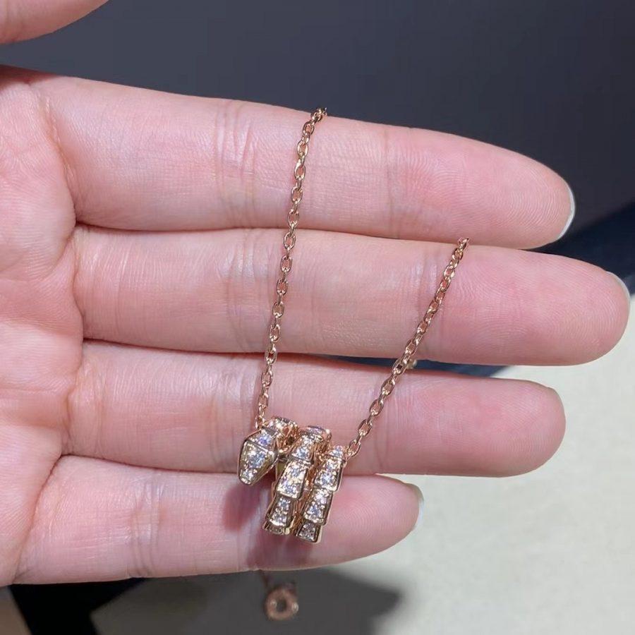 [Mystic]SERPENTI PINK GOLD NECKLACE DOUBLE RING DIAMOND