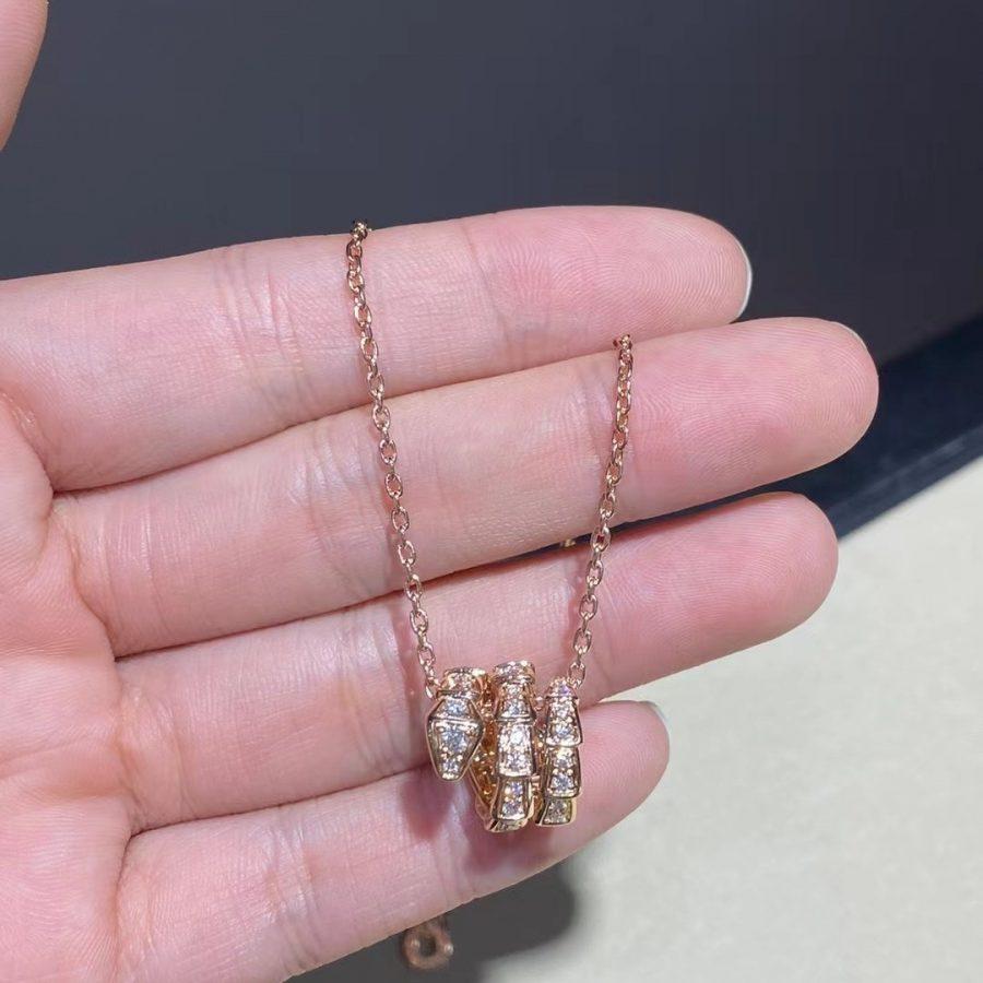 [Mystic]SERPENTI PINK GOLD NECKLACE DOUBLE RING DIAMOND