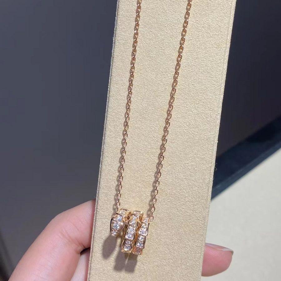 [Mystic]SERPENTI PINK GOLD NECKLACE DOUBLE RING DIAMOND