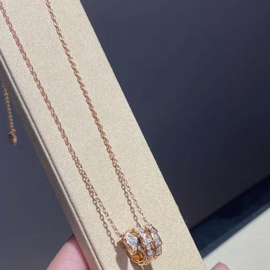 [Mystic]SERPENTI PINK GOLD NECKLACE DOUBLE RING DIAMOND