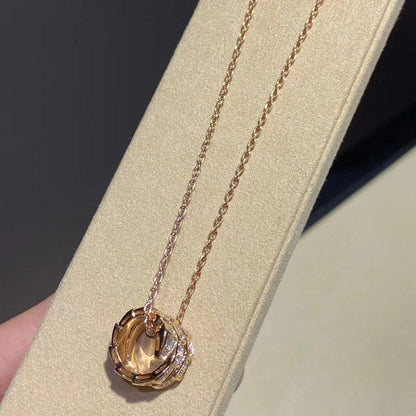 [Mystic]SERPENTI PINK GOLD NECKLACE DOUBLE RING DIAMOND