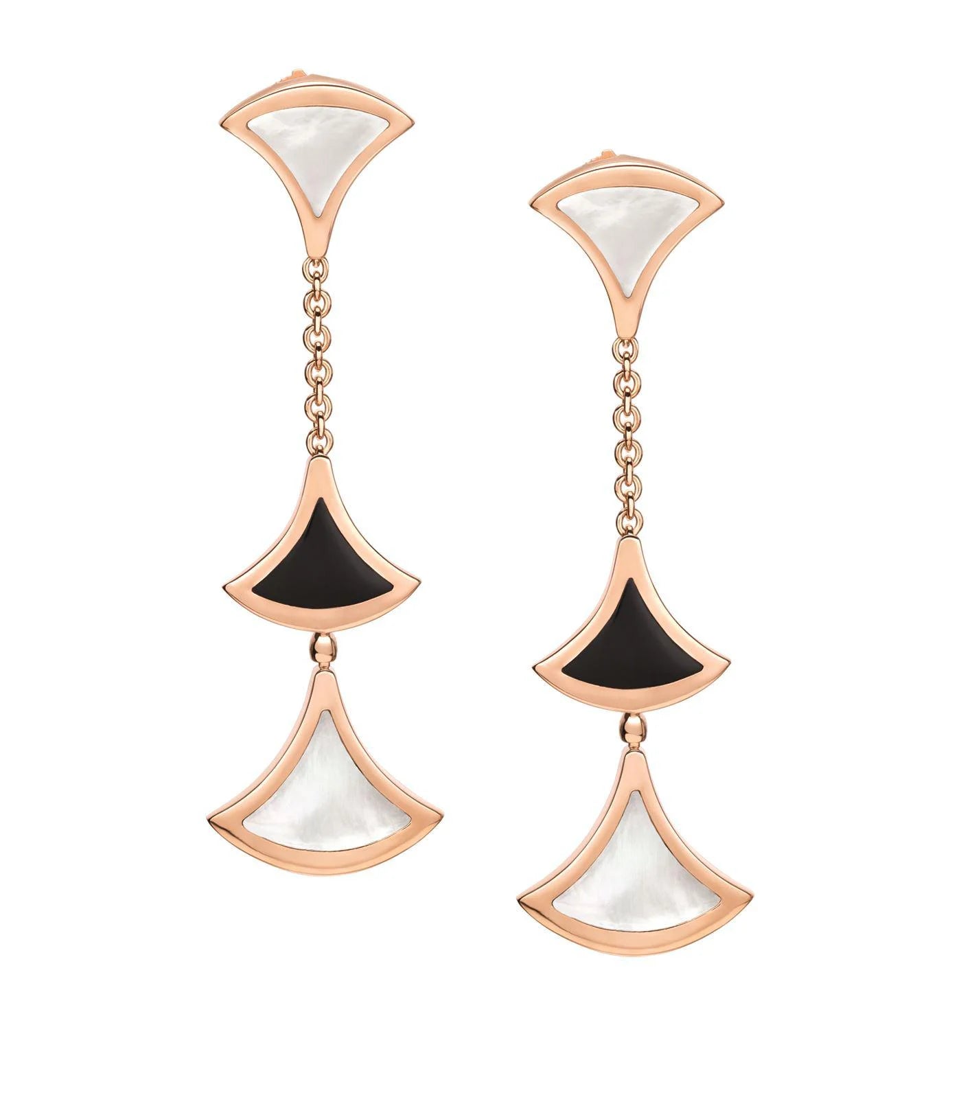 [Mystic]DREAM EARRINGS 3 MOTIFS ONYX MOP PINK GOLD